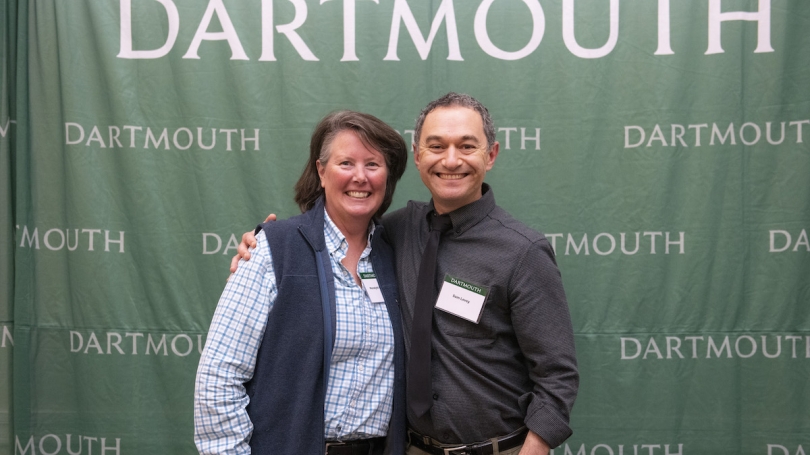 Meredyth Morley stands with Sam Levey, associate dean for the arts and humanities, who presented her with the Unsung Hero award. (Photo by Kata Sasvari)